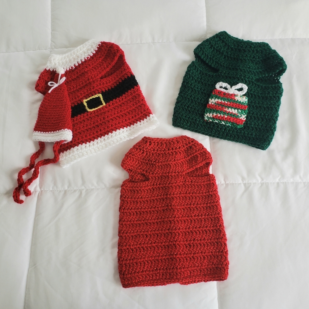 NWOT Trio of holiday pet sweaters.